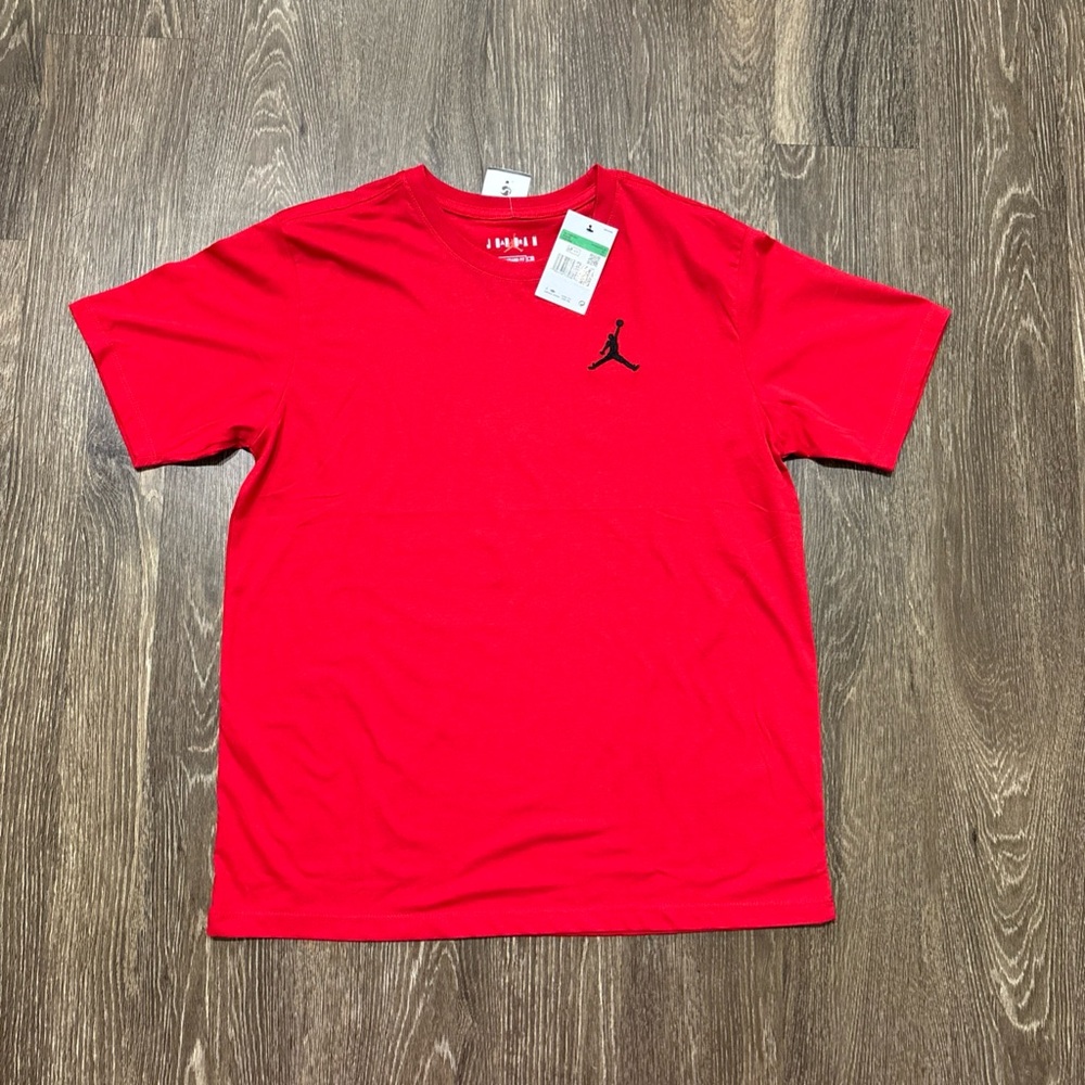 Nike Red Short-Sleeve Crew Tee with Black Jumpman